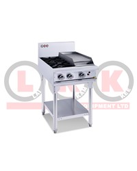 2 GAS OPEN BURNER COOKTOP + 300mm RIGHT GRIDDLE WITH LEGS