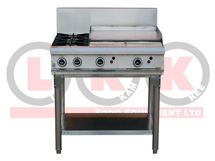 2 GAS OPEN BURNER + 600mm GAS GRIDDLE WITH LEGS