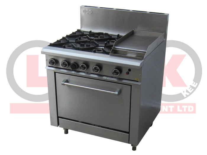 4 OPEN BURNER + 300MM RIGHT GRIDDLE + STD OVEN